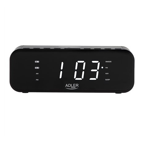 Adler | AD 1192B | Alarm Clock with Wireless Charger | W | AUX in | Black | Alarm function - 3